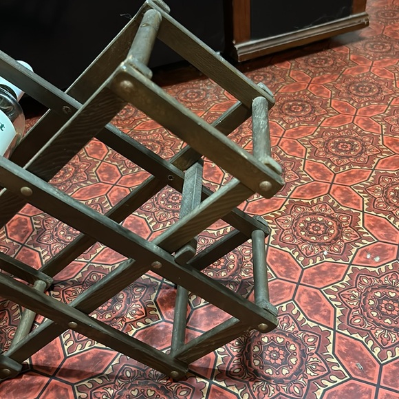 Collapsible Accordian 8 Wine Bottles Rack Vintage Wood Organizer - Picture 10 of 12